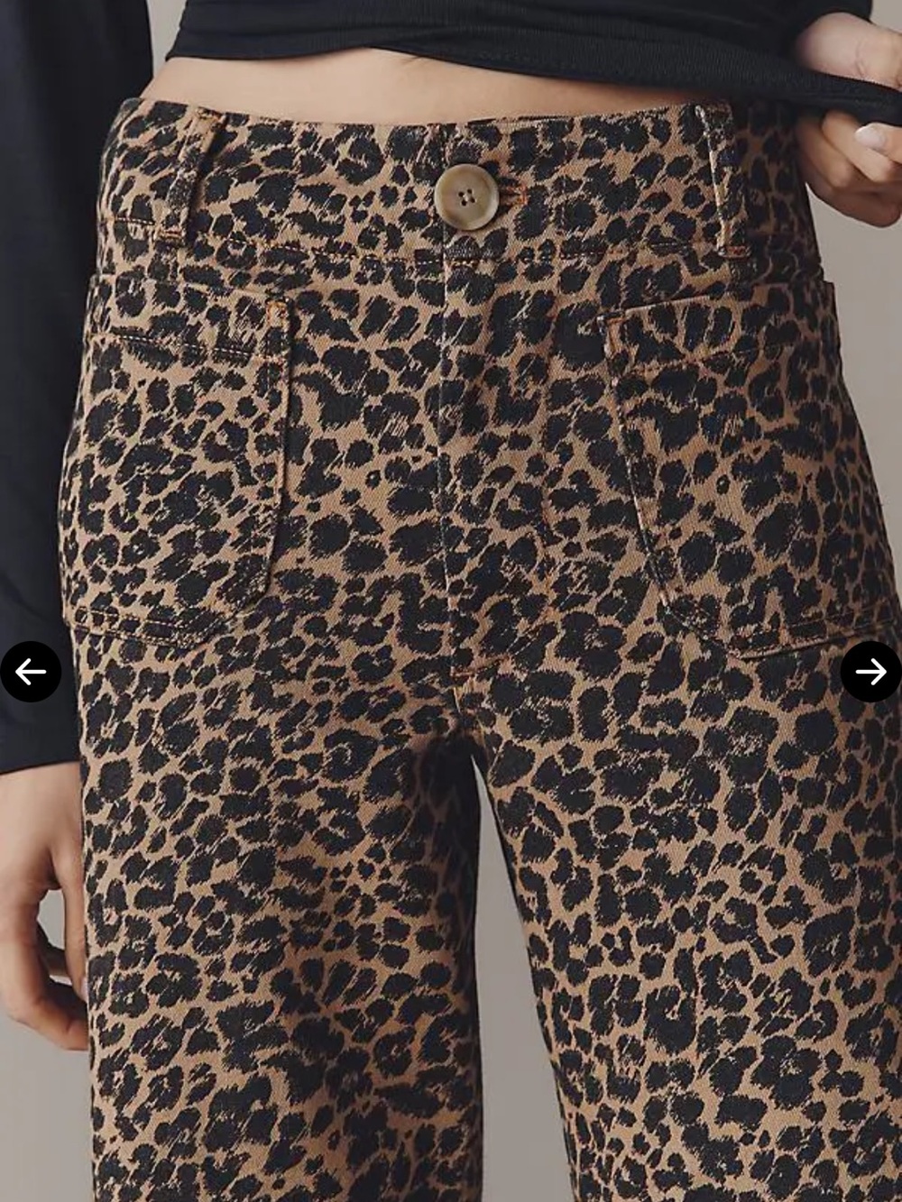 Anthropologie MAEVE The Colette Full-Length Wide-Leg Jeans Leopard Print Sz 28P - Picture 5 of 16